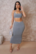 Midnight Daze Skirt Set- Grey