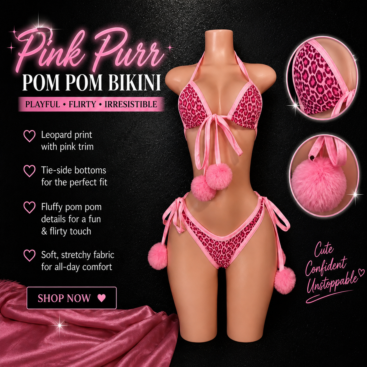 Pink Purr Pom Pom Bikini