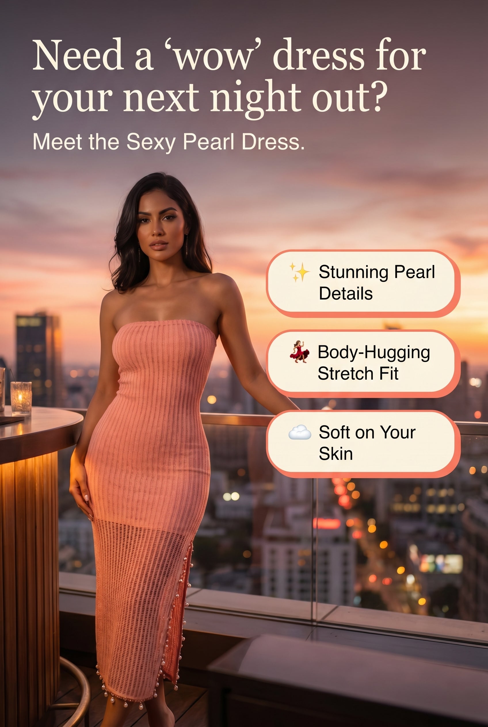 Sexy Pearl Dress- Coral 2 left 💞
